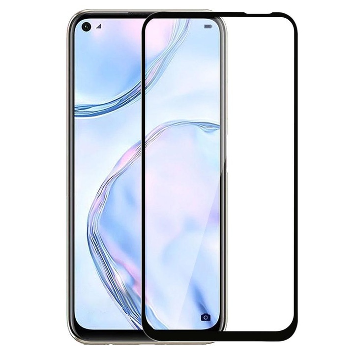 Üvegvédő fólia Huawei P40 Lite 5G, 3D fekete, TELJES KÉPERNYŐ, Edzett üveg, Anti-Shock, Viceversa