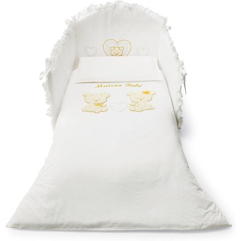 Set lenjerie patut cu 3 piese, Pali-Sfil Maison Bebe, Bej/Crem Set lenjerie patut cu 3 piese, Pali-Sfil Maison Bebe, Bej/Crem