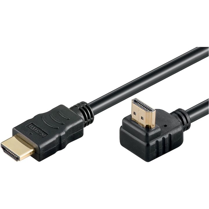 HDMI2.0 kábel Ethernet 19p dugasszal - HDMI 19p apa 90° arany OFC 5m