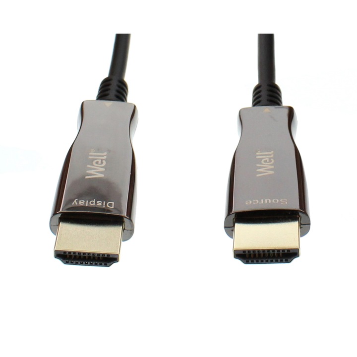Кабел HDMI2.0 с оптика AOC HDMI мъжко - HDMI мъжко, Позлатен, 25 м