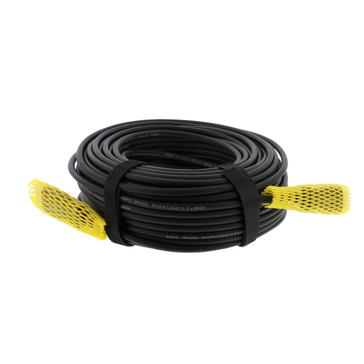 Well HDMI 2.0 Kábel, Optikai szállal, AOC, HDMI apa-HDMI apa, 20 m, Arany