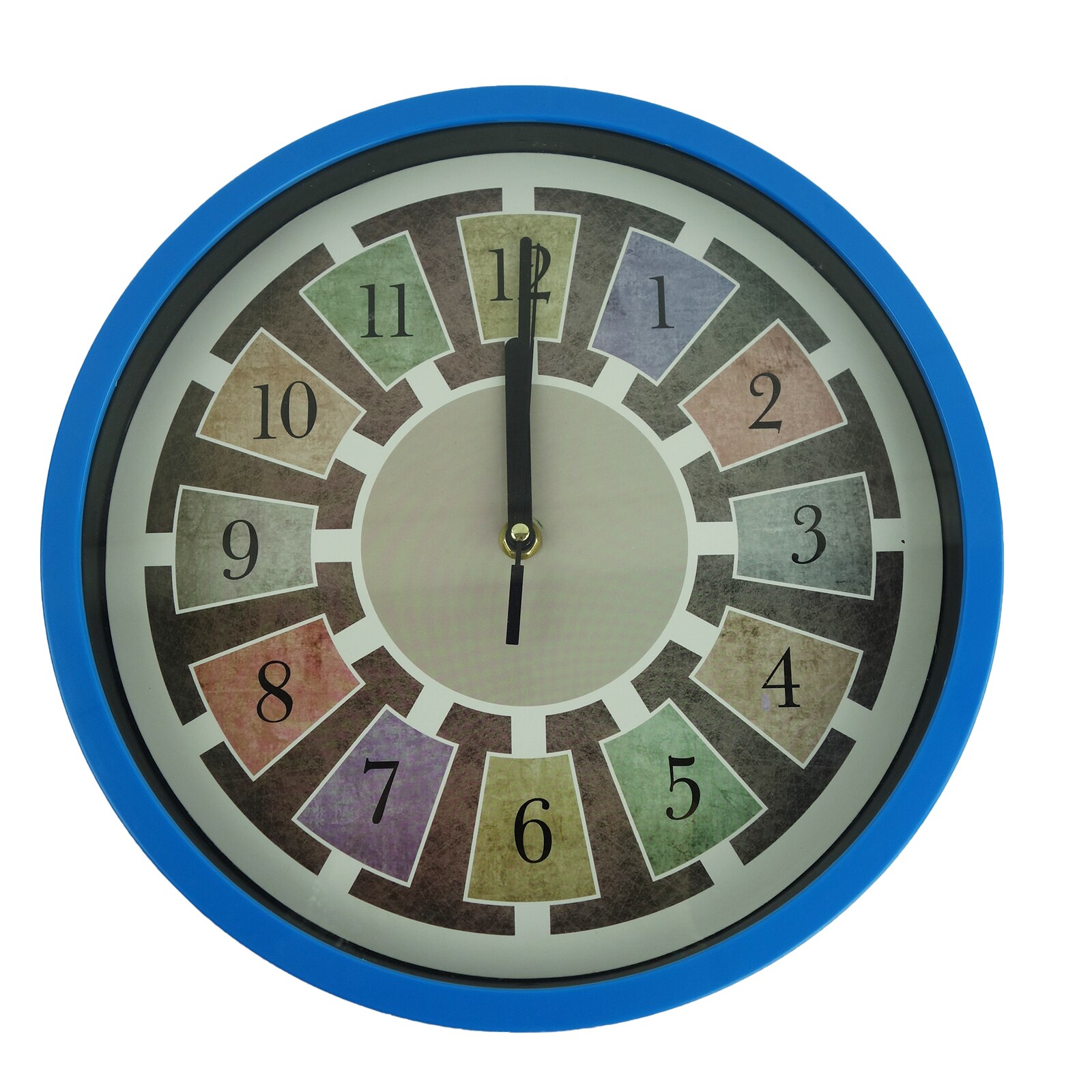 Ceas decorativ de perete cu model, forma rotunda, albastru, 30 cm