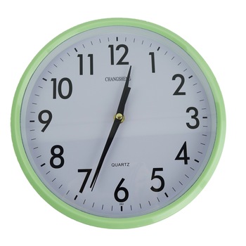 Ceas decorativ de perete simplu, forma rotunda, verde, 27 cm Ceas decorativ de perete simplu, forma rotunda, verde, 27 cm