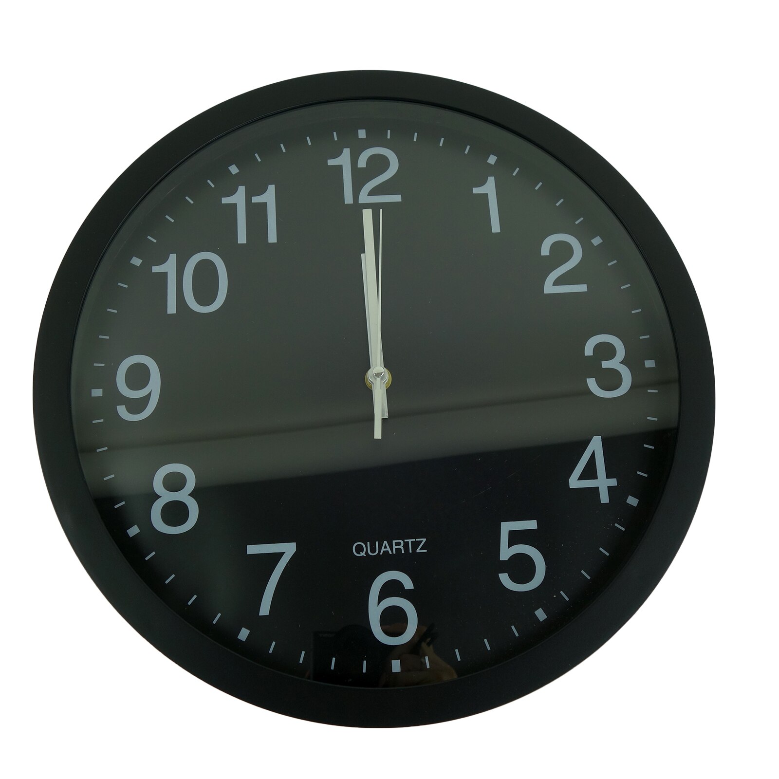 Ceas decorativ de perete simplu, forma rotunda, negru, 35 cm