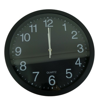 Ceas decorativ de perete simplu, forma rotunda, negru, 35 cm Ceas decorativ de perete simplu, forma rotunda, negru, 35 cm
