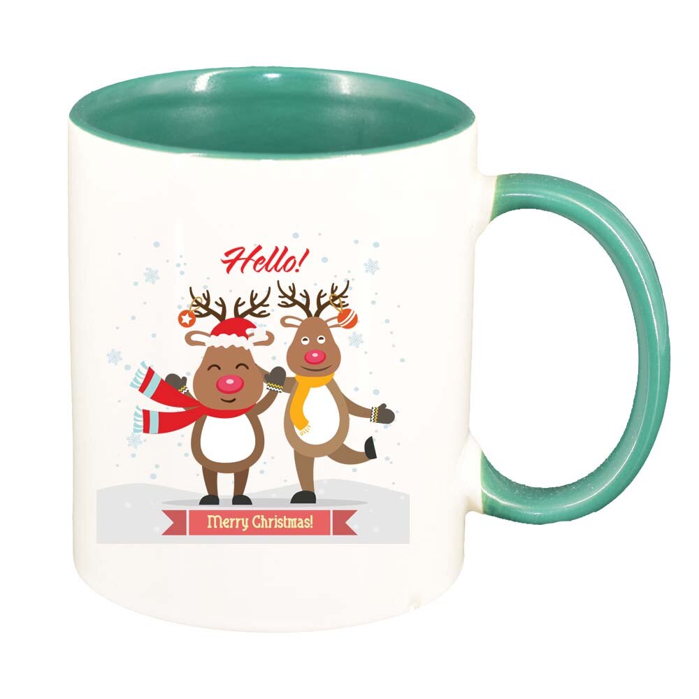 Cana Craciun Fericit / Merry Christmas, interior verde, 330ml, D1536