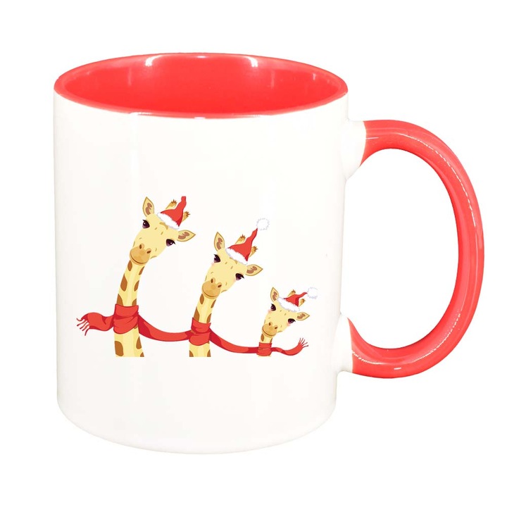 Cana Craciun Fericit / Merry Christmas, interior rosu, 330ml, D1541