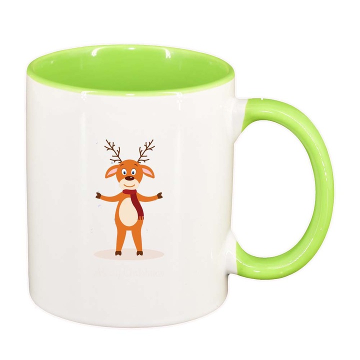 Cana Craciun Fericit / Merry Christmas, interior verde deschis, 330ml, D1542