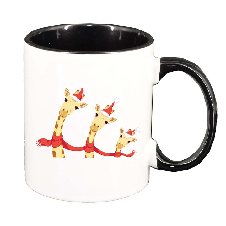 Cana Craciun Fericit / Merry Christmas, interior negru, 330ml, D1541