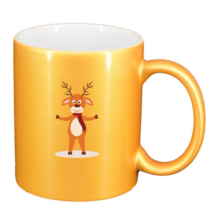 Cana Craciun Fericit / Merry Christmas, auriu sidefata, 330ml, D1542