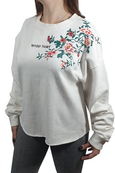 Bluza Tally Weijl, alb cu imprimeu floral si text, L Bluza Tally Weijl, alb cu imprimeu floral si text, L