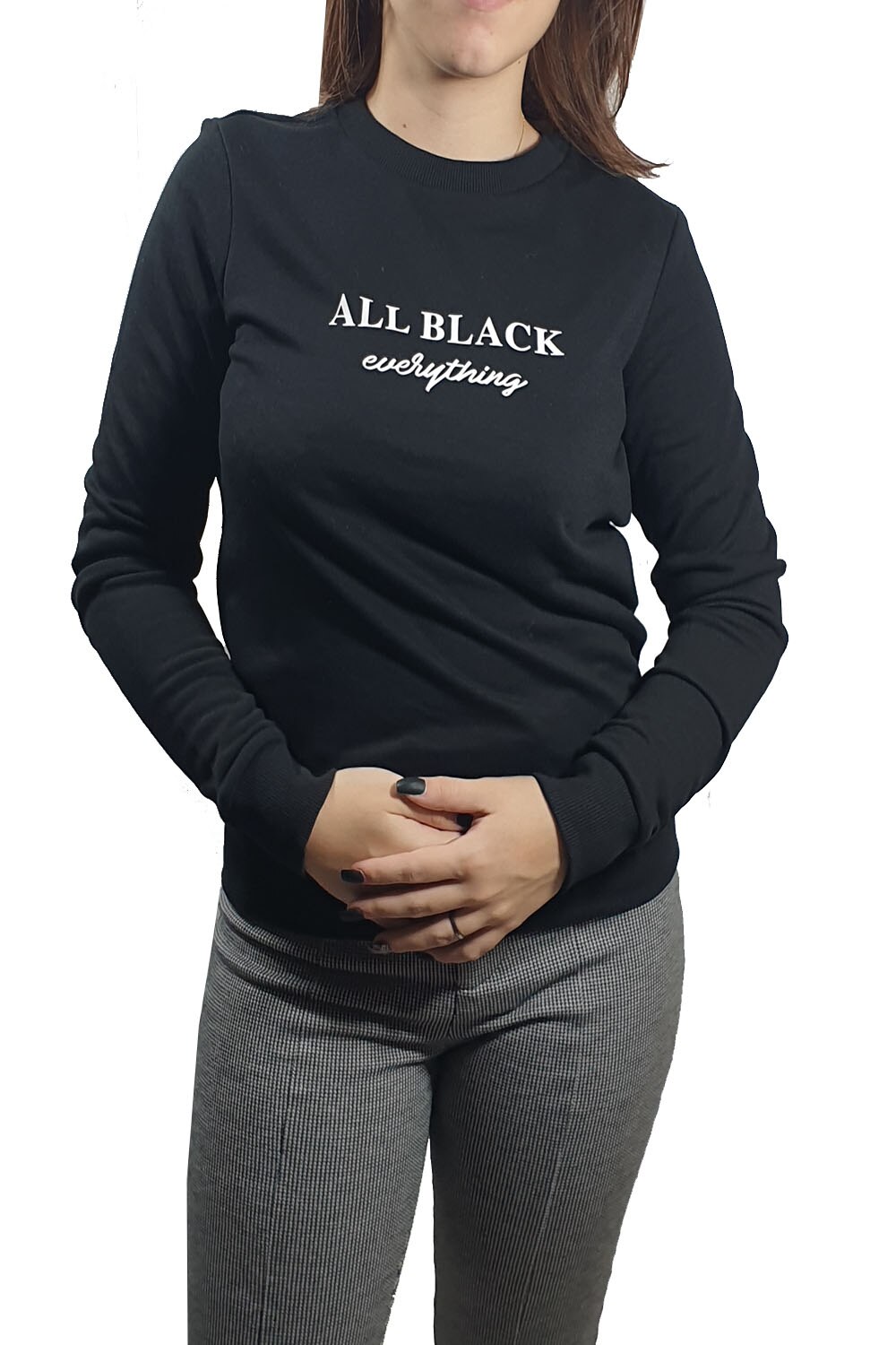 Bluza Tally Weijl, negru cu imprimeu text, 2XS