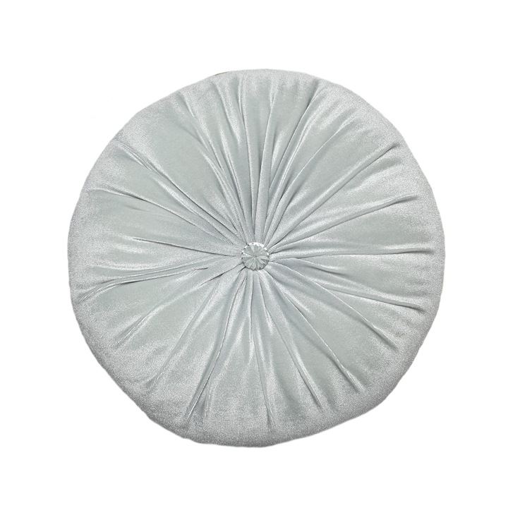 Perna decorativa, catifea, rotunda, gri deschis, 33 cm