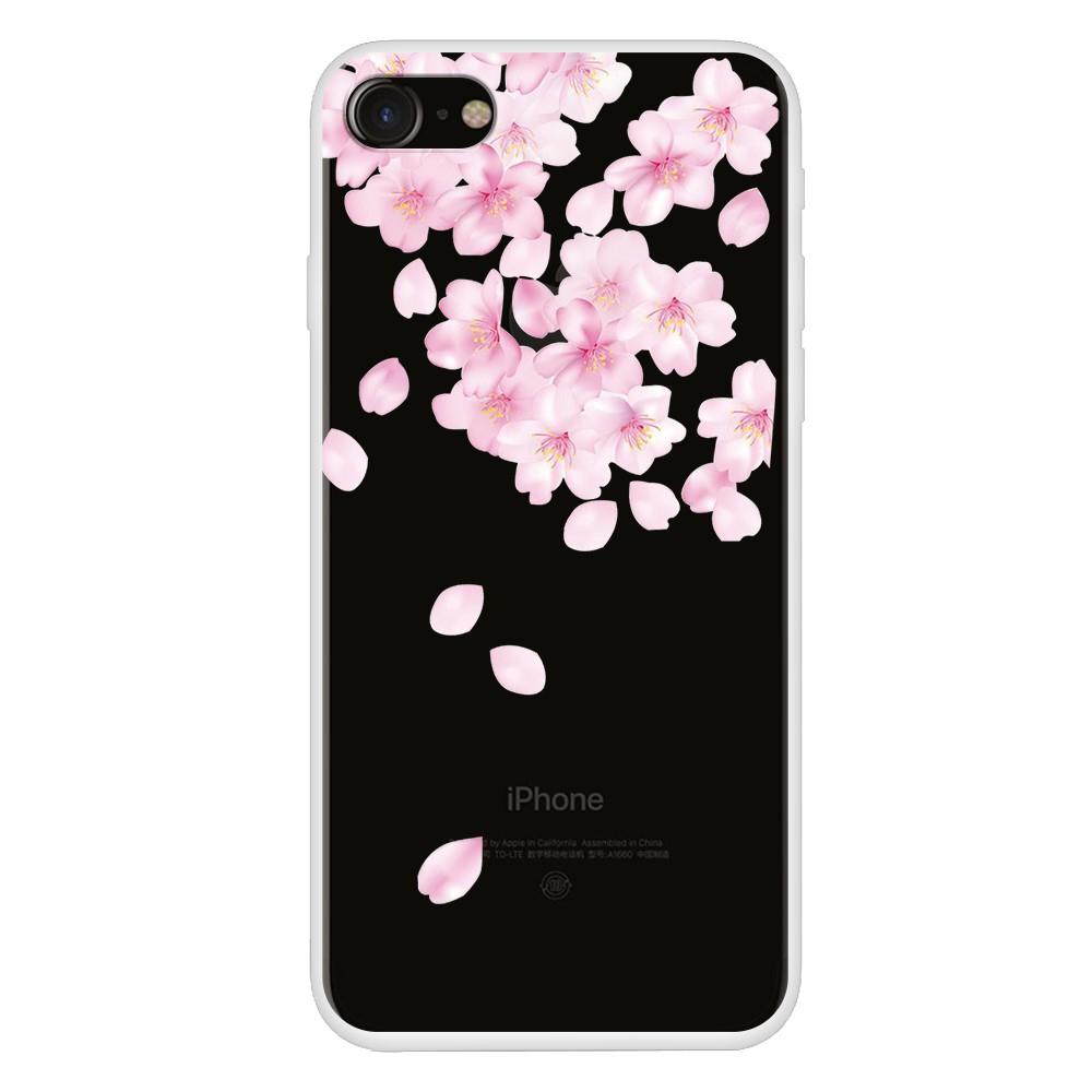 Husa Apple iPhone SE 2 model Peach flowers, Silicon, Antisoc, Viceversa Alb/Roz