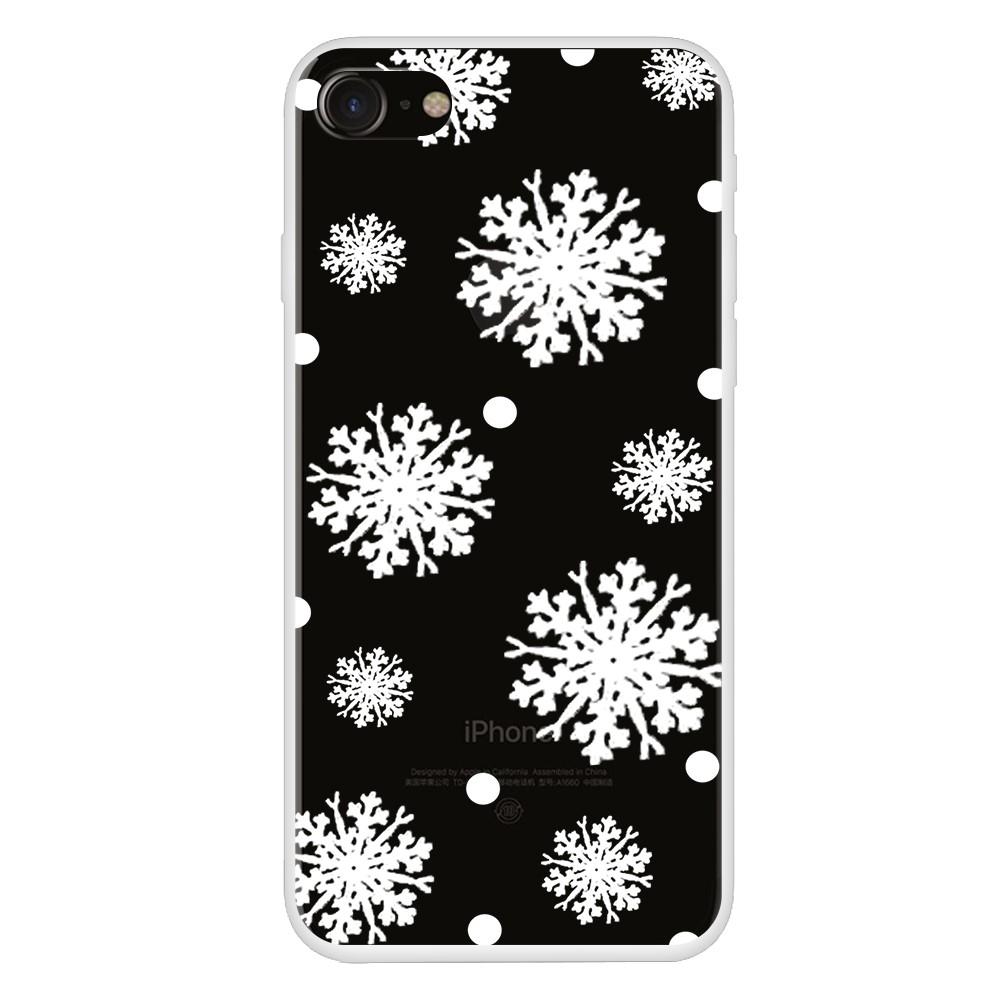 Husa Craciun Apple iPhone SE 2 model Lovely Snowflakes, Silicon, Antisoc, Viceversa Transparent/Alb