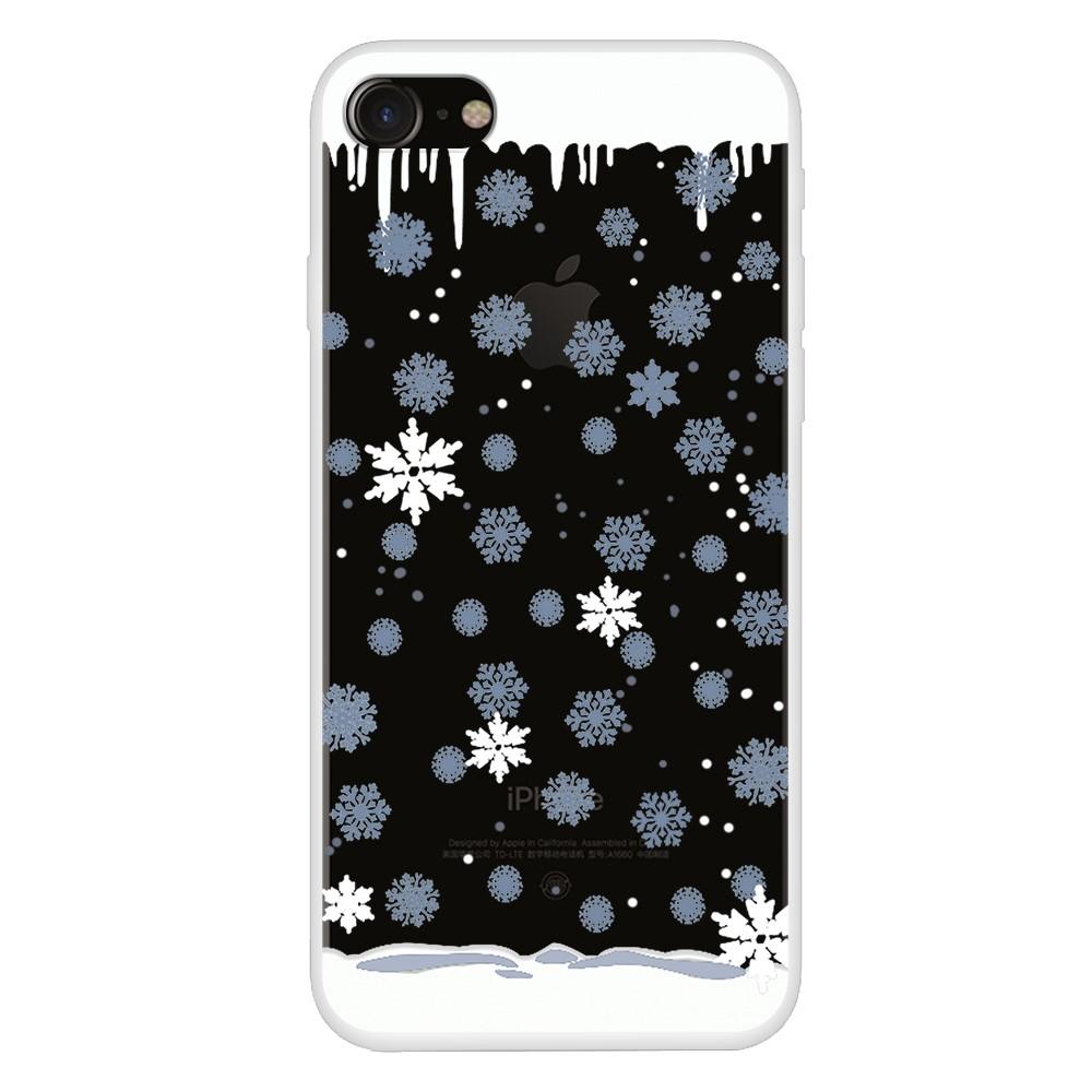 Husa Craciun Apple iPhone SE 2 model Snowflakes, Silicon, Antisoc, Viceversa Alb/Mov