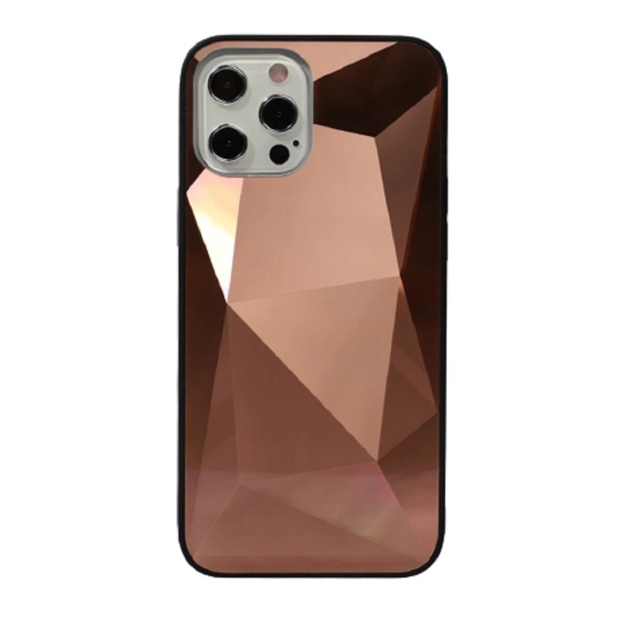 Gyémánt textúrájú tükörborítás, amely kompatibilis az iPhone 11 Pro készülékkel, barna