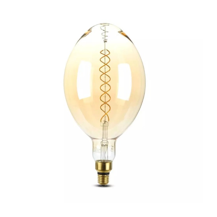 LED крушка V-TAC 8W, двойно нажежаема жичка, E27, BF180, димируем кехлибарен вид, 2000K