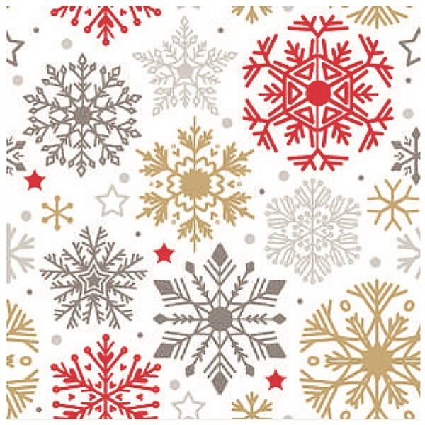 Set 20 servetele din hartie de Craciun - fulgi de zapada, 33 x 33 cm