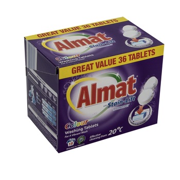 Tablete anti-pete bio pentru spalat haine colorate Almat, 36 spalari, 1.17 kg Tablete anti-pete bio pentru spalat haine colorate Almat, 36 spalari, 1.17 kg
