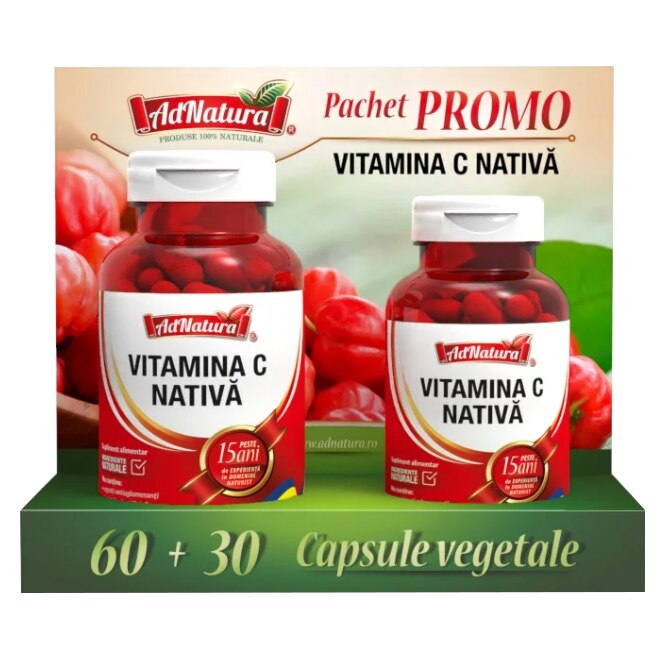 Supliment alimentar Vitamina C nativa, 60 + 30 capsule