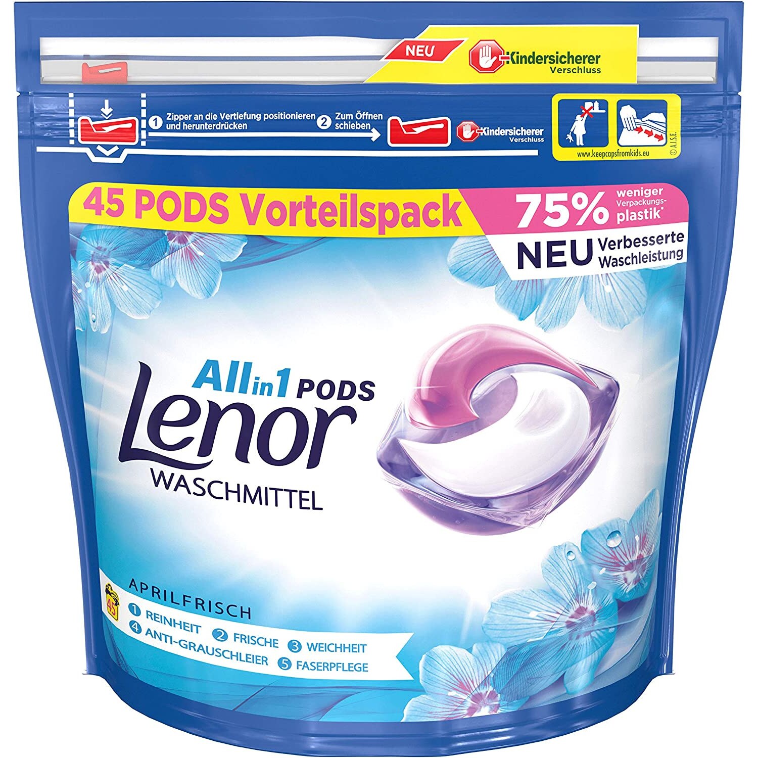 Detergent capsule Lenor All in 1 Aprilfrisch 45 spalari