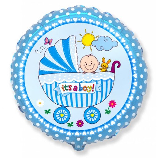 Balon folie Baby Buggy Boy, multicolor, 45 cm