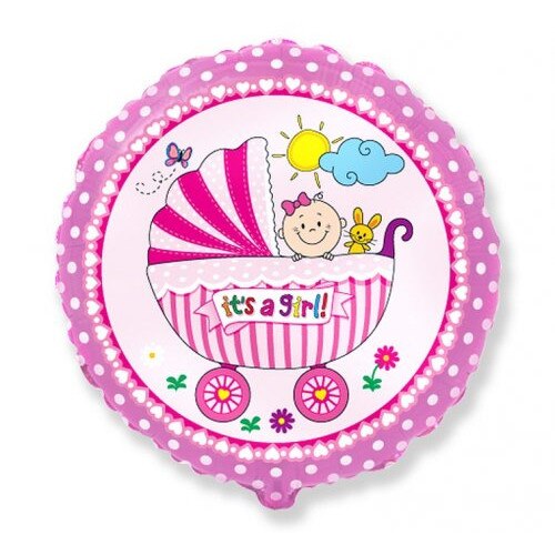Balon folie Baby Buggy Girl, multicolor, 45 cm