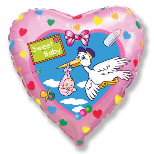 Balon folie Stork, multicolor, 45 cm