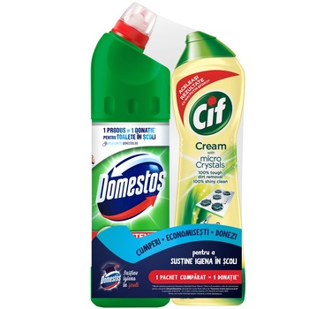 Pachet curatenie Domestos Pine 750 ml + Cif Lemon 500 ml Pachet curatenie Domestos Pine 750 ml + Cif Lemon 500 ml