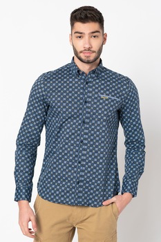 New Zealand Auckland, Camasa cu imprimeu grafic si buzunar pe piept Rangiora, Bleumarin/albastru royal/verde militar, S New Zealand Auckland, Camasa cu imprimeu grafic si buzunar pe piept Rangiora, Bleumarin/albastru royal/verde militar, S