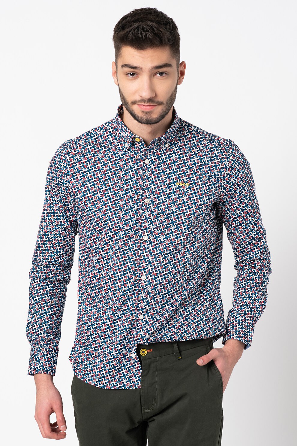 New Zealand Auckland, Camasa regular fit cu imprimeu Kaitoke, Negru/Albastru/Alb, S