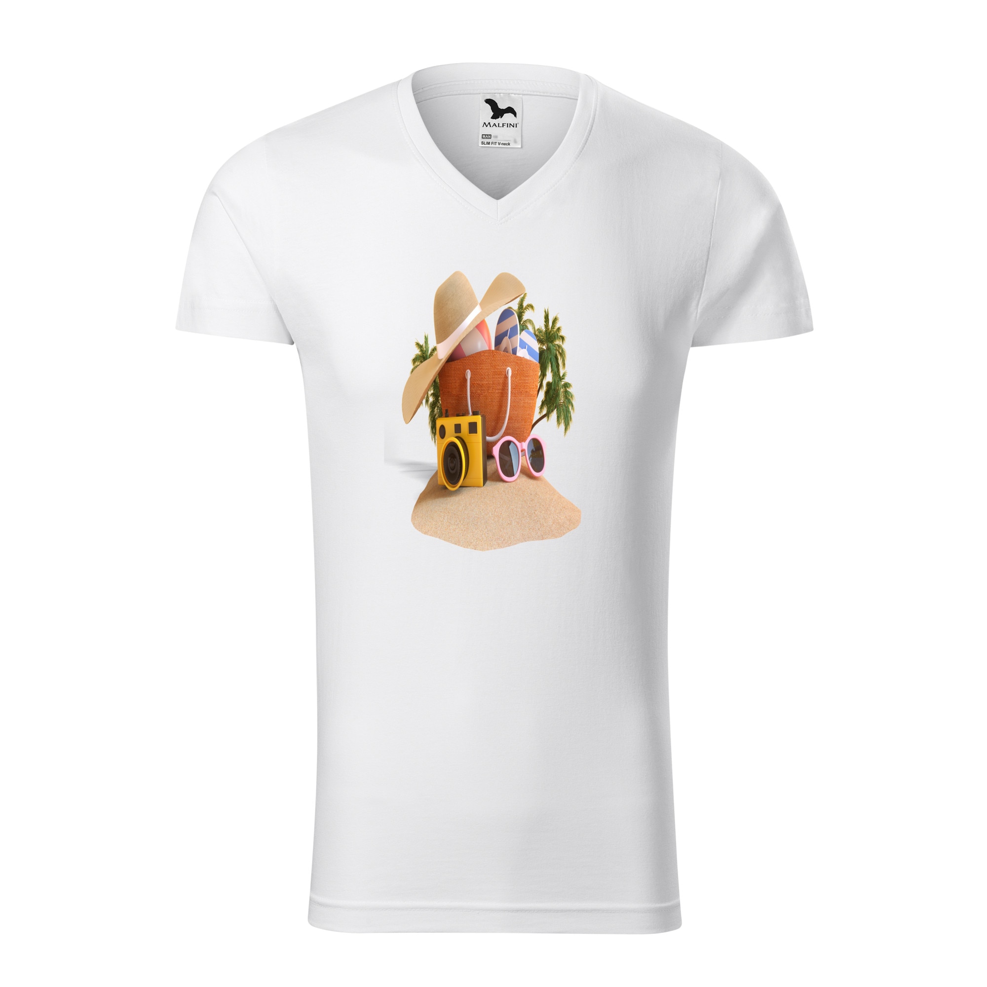 Tricou barbati, Malfini, Beach Lover, Alb, L