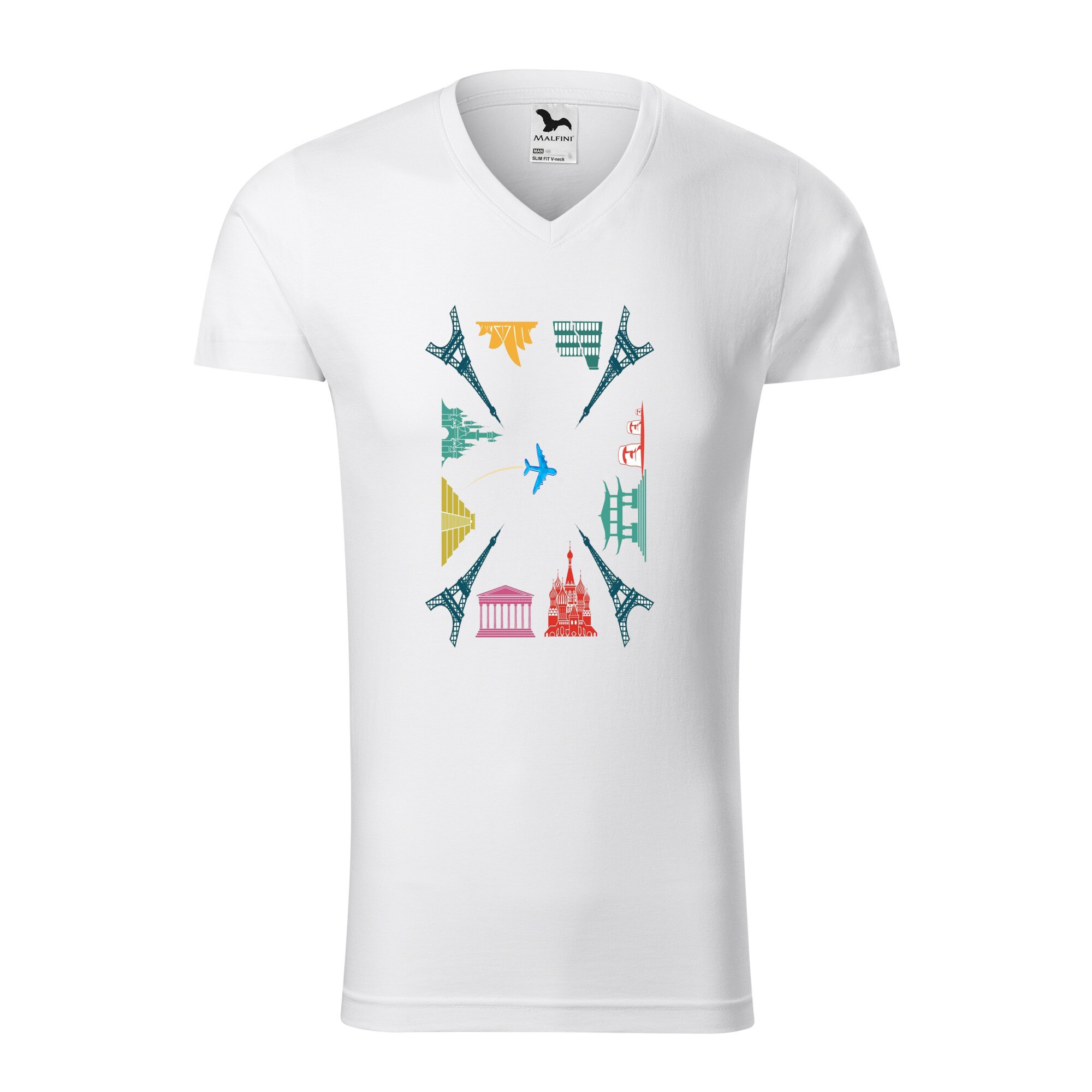 Tricou barbati, Malfini, Square World, Alb, M