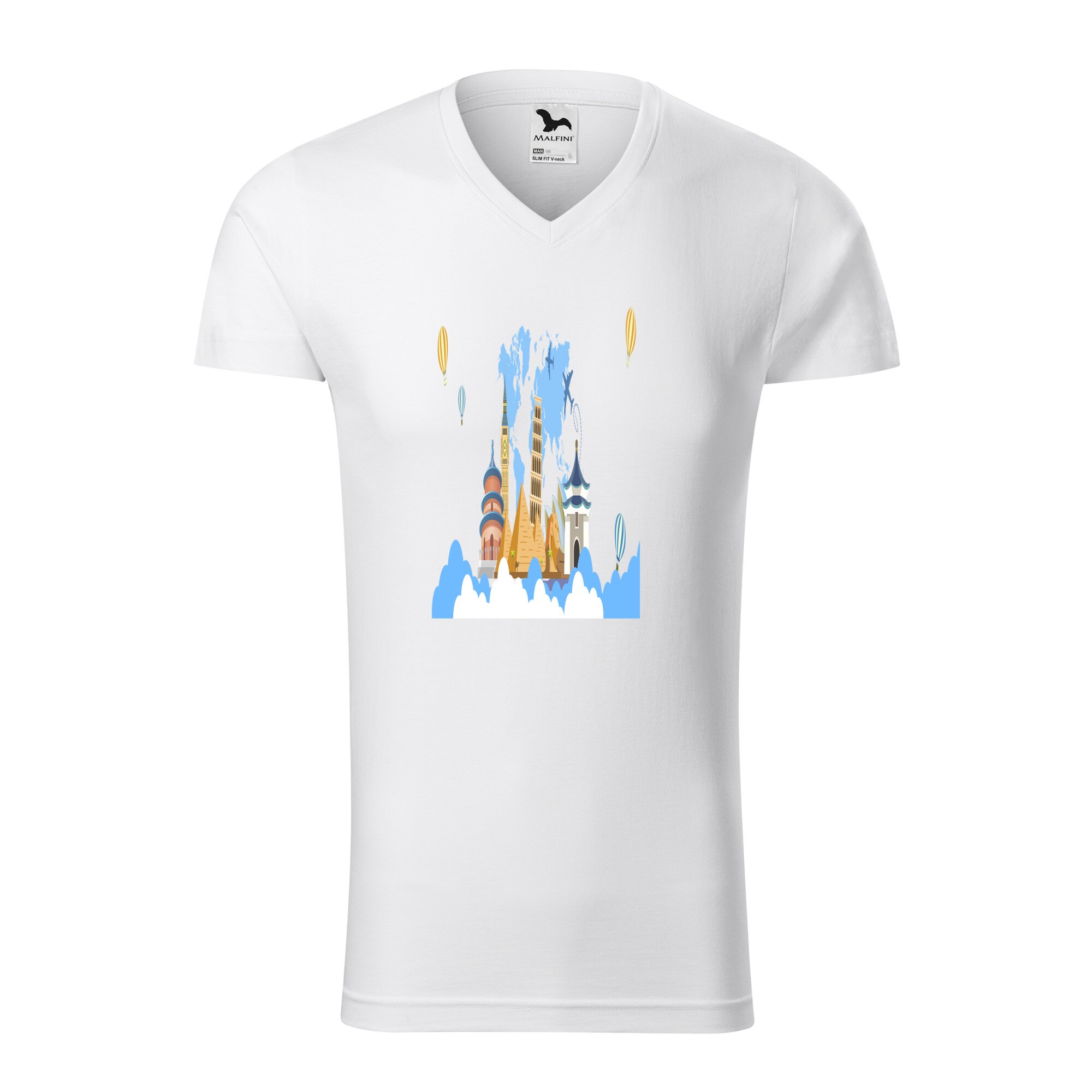 Tricou barbati, Malfini, See the World, Alb, L