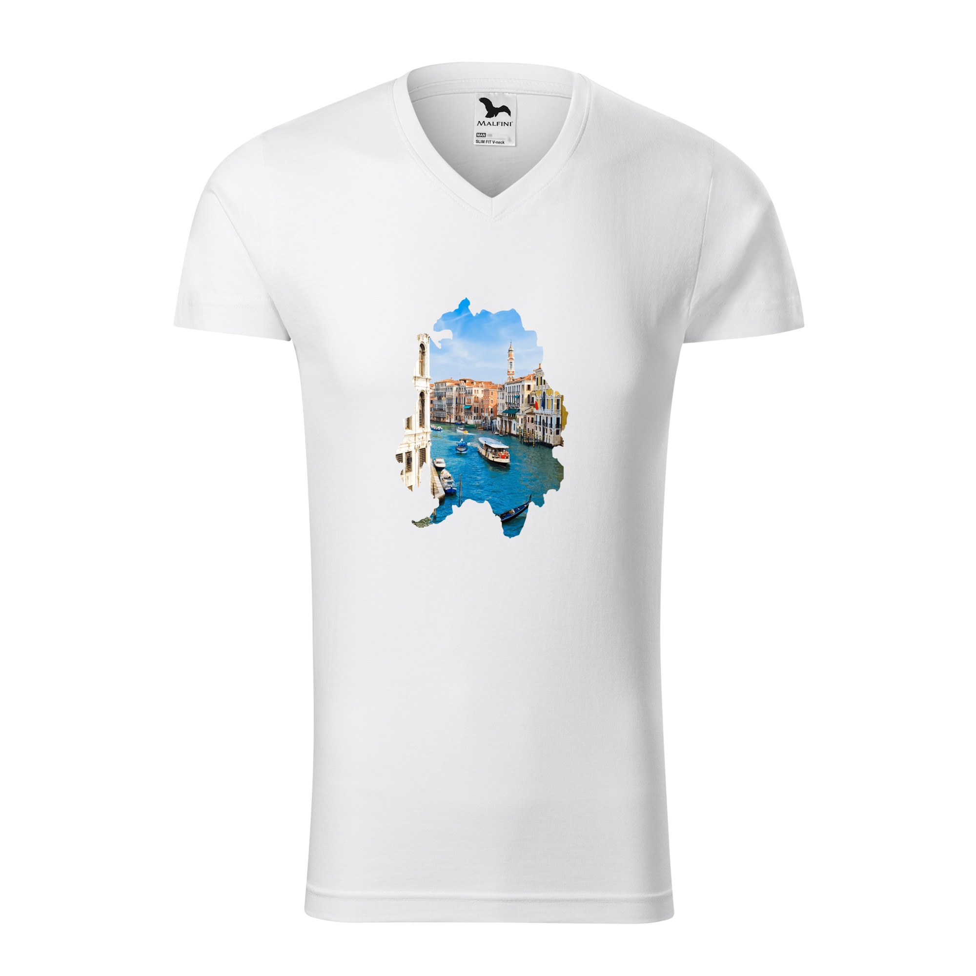 Tricou barbati, Malfini, Italy, Alb, L