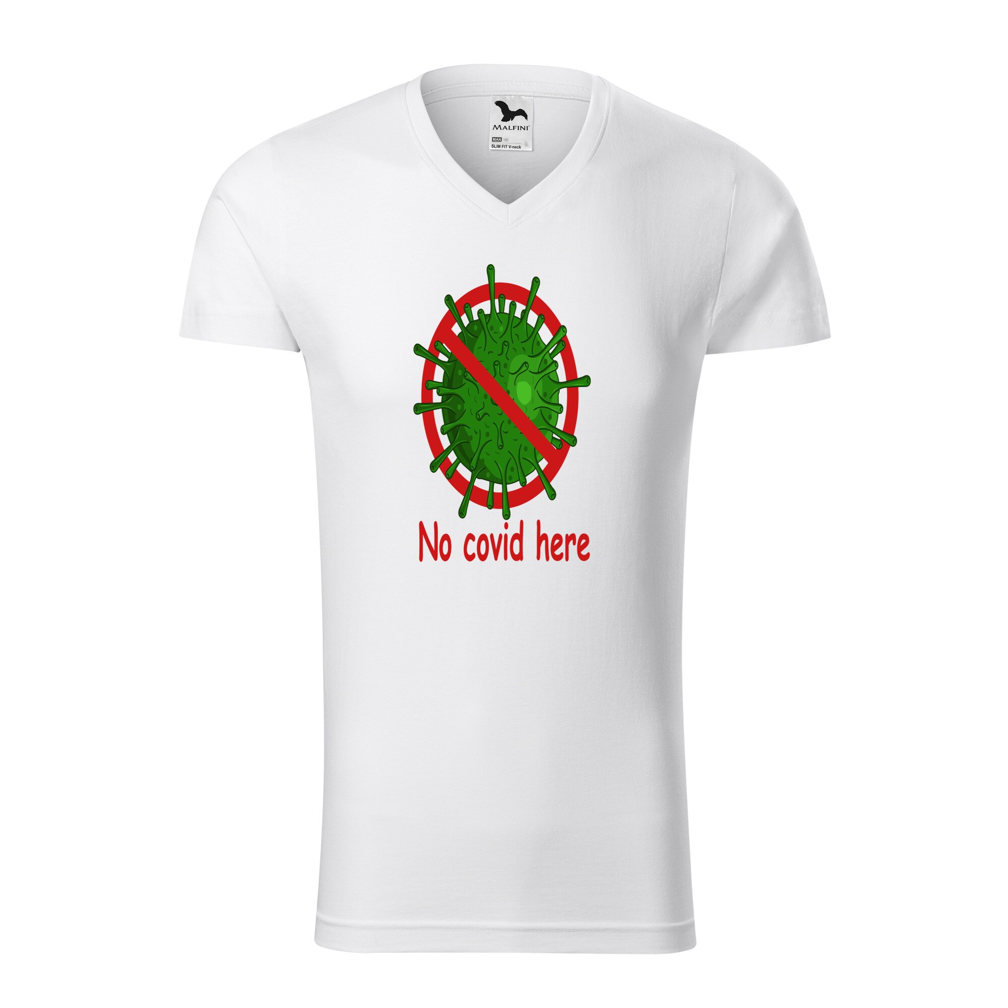 Tricou barbati, Malfini, No Covid Here, Alb, M