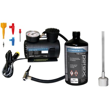 Kit pana Petex, contine : compresor auto cu manometru, 12V, 18 bari ; solutie etansare pana 450ml si extractor de ventil valva Kit pana Petex, contine : compresor auto cu manometru, 12V, 18 bari ; solutie etansare pana 450ml si extractor de ventil valva