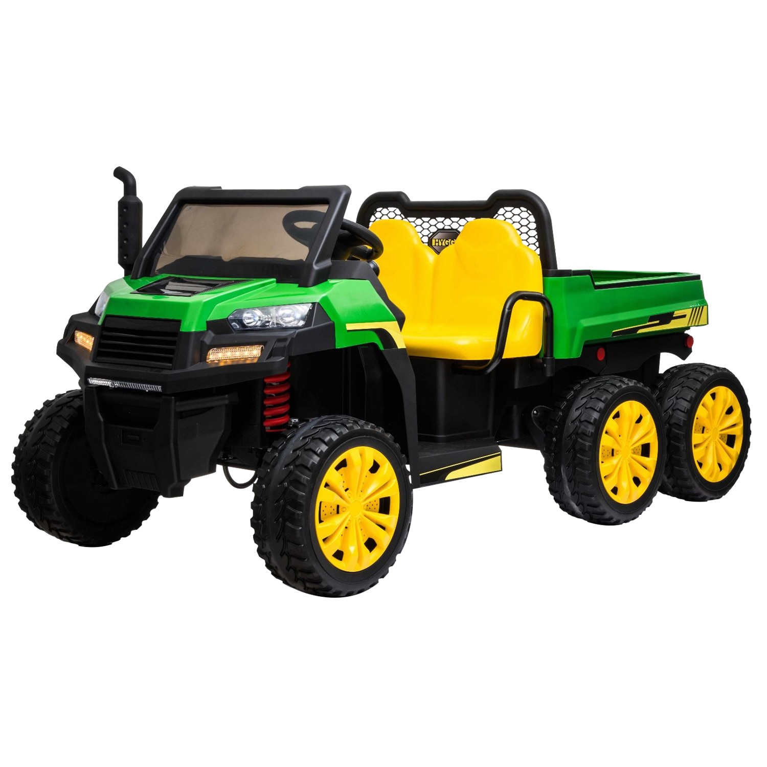 Masinuta electrica FARM RIDER 6X6 cu tractiune pe 4 roti, baterie 2x12V, roti EVA, suspensii, telecomanda 2,4 GHz, 2 locuri, MP3 player cu intrare USB / SD, Bluetooth