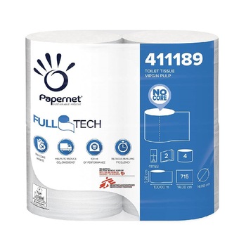 Hartie Igienica Alba PAPERNET, 2 Straturi, 4 Role/Bax, 715 Foi/Rola, 9.2 cm Hartie Igienica Alba PAPERNET, 2 Straturi, 4 Role/Bax, 715 Foi/Rola, 9.2 cm