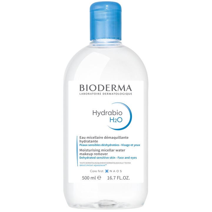 Мицеларна вода Bioderma Hydrabio H2O за чувствителна/суха кожа, 500 мл