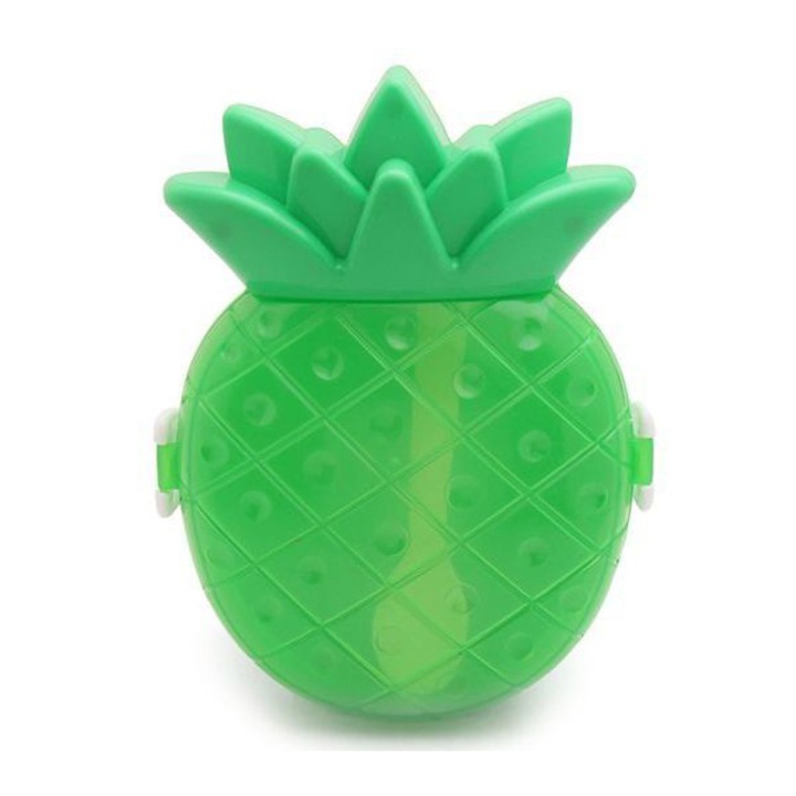 Детска кутия за храна Ананас, 2 отделения, лъжичка, 300ml, зелен