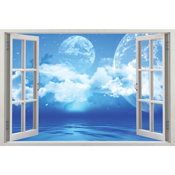 Sticker fereastra 3D, Stickermania, Peisaj cosmic, 60x90 cm