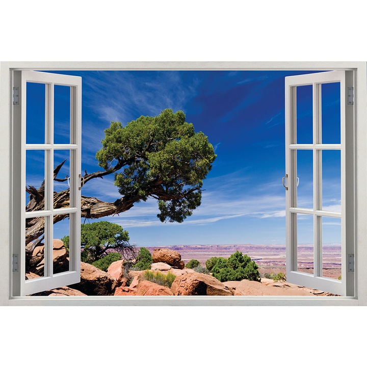 Sticker fereastra 3D, Stickermania, Peisaj cu desert, 60x90 cm