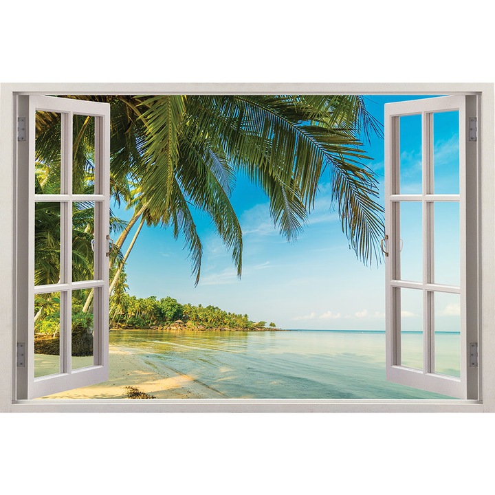 Sticker fereastra 3D, Stickermania, Peisaj cu tarmul Oceanului 2, 90x130 cm