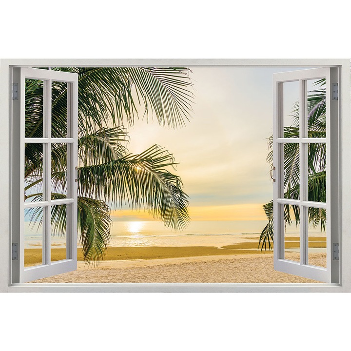 Sticker fereastra 3D, Stickermania, Peisaj cu tarmul oceanului 3, 60x90 cm