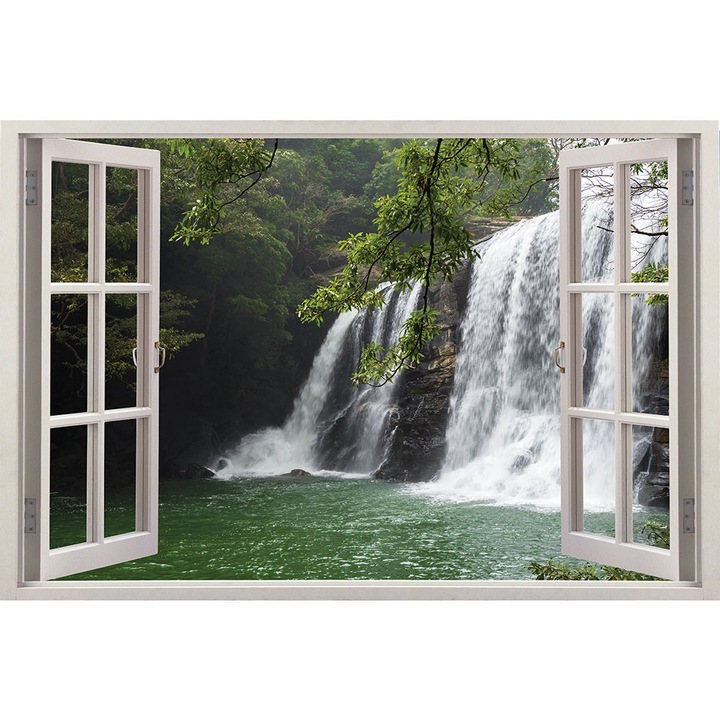 Sticker Fereastra 3D, Stickermania, Peisaj cu o cascada 7, 60x90 cm