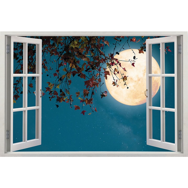 Sticker Fereastra 3D, Stickermania, Peisaj nocturn, 60x90 cm