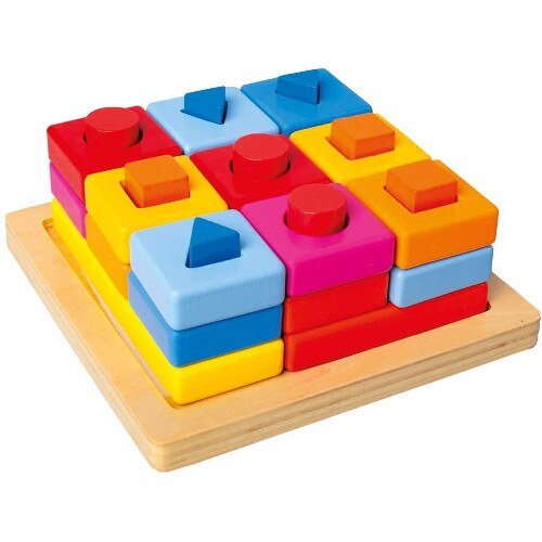 Set Bino Cuburi Colorate din Lemn pentru Sortat, 29 Piese