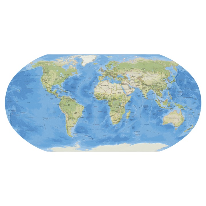 Стенен плакат с карта на света, 340 см x 240 см, печат на тапети, ZenVibe